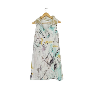 Simply Art by Dolcezza Linen Abstract Patterned Sleeveless Dress  small